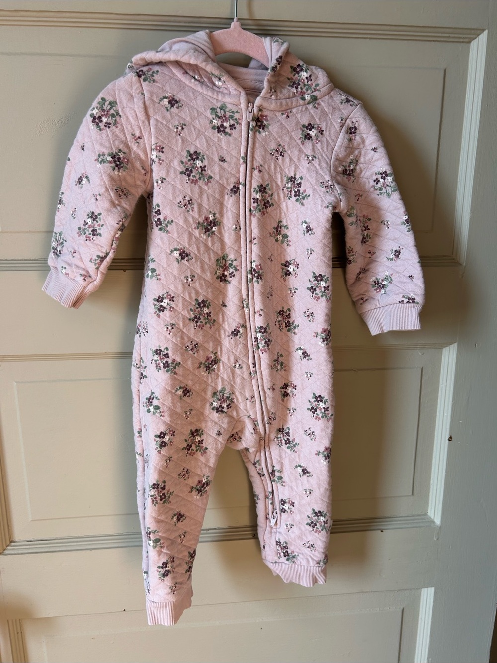 Little Planet Floral Quilted Hooded Onesie - 12m